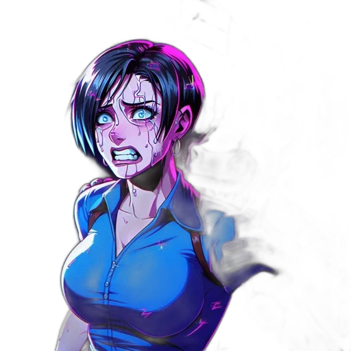 face, jacket, cyberpunk, comic book art transparent PNG cut-out