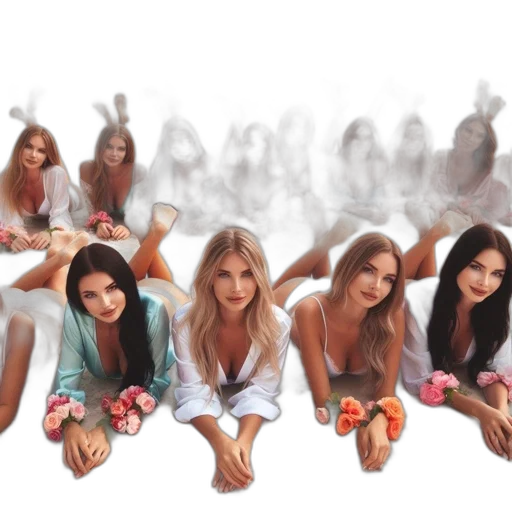 hair, photorealistic, concept art, group transparent PNG cut-out