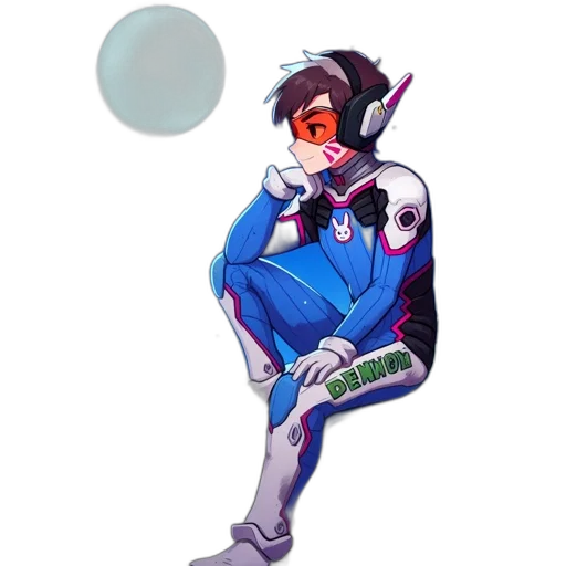 robot, jacket, staff, pixel art transparent PNG cut-out