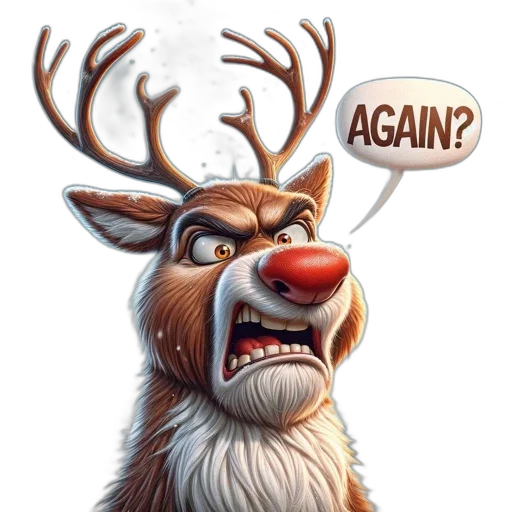 concept art, agitated, reindeer, large transparent PNG cut-out
