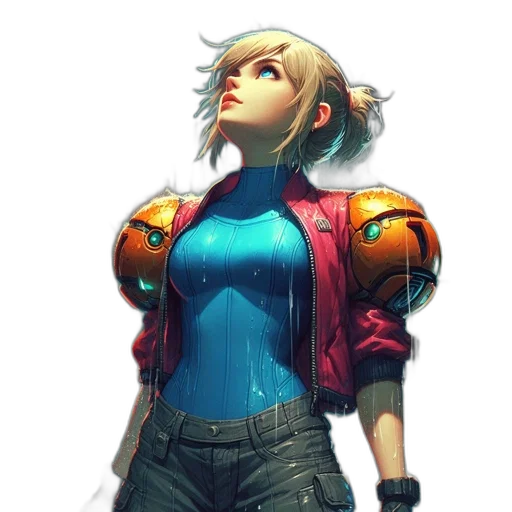robot, jacket, weapon, face transparent PNG cut-out