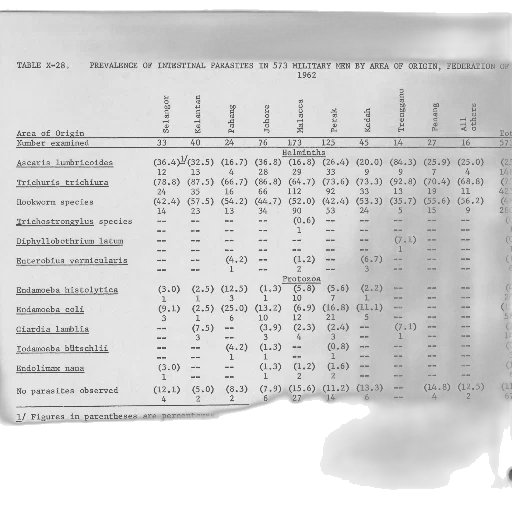 table, showing, prevalence, intestinal transparent PNG cut-out