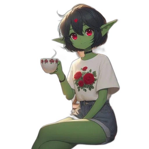 flower, staff, dress, creature transparent PNG cut-out