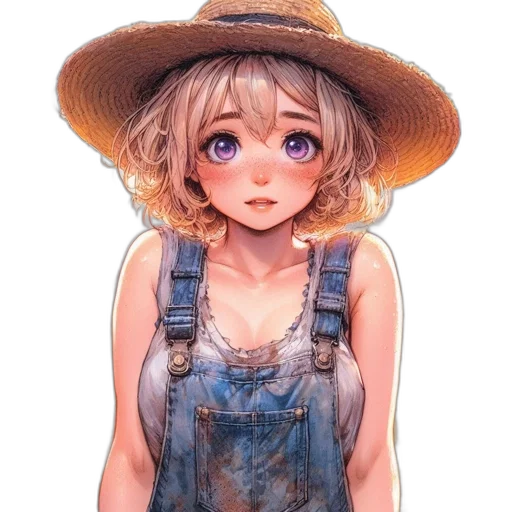 hat, dress, face, flower transparent PNG cut-out