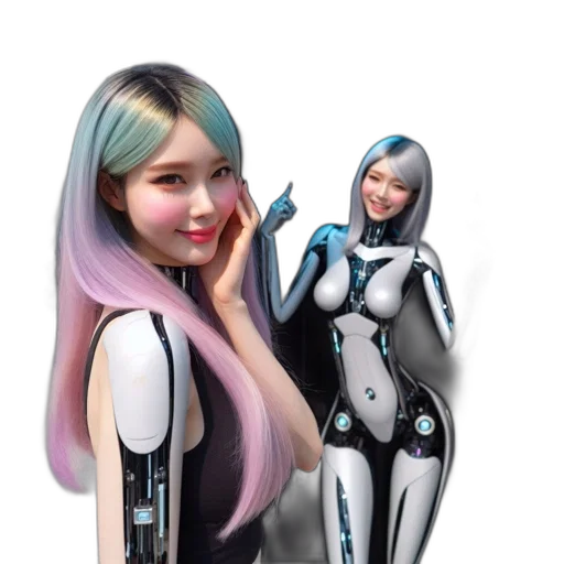 robot, 3d render, concept art, cyberpunk transparent PNG cut-out