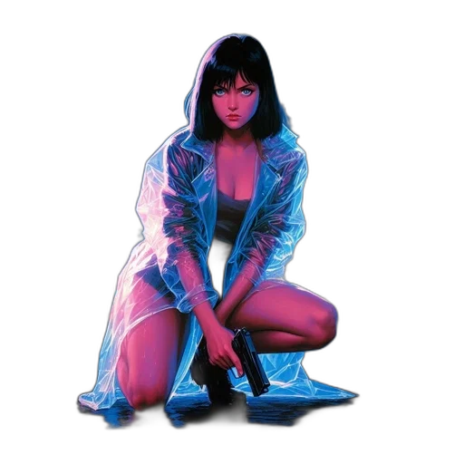 jacket, dress, vaporwave, concept art transparent PNG cut-out