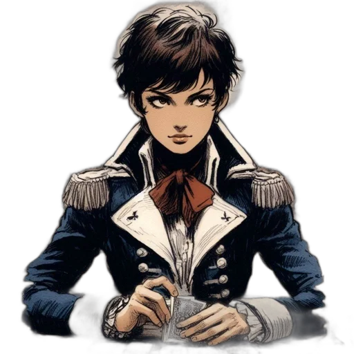 jacket, face, weapon, staff transparent PNG cut-out