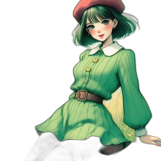 dress, hat, staff, watercolor transparent PNG cut-out