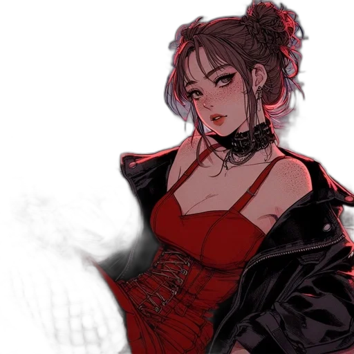 dress, jacket, crown, cyberpunk transparent PNG cut-out