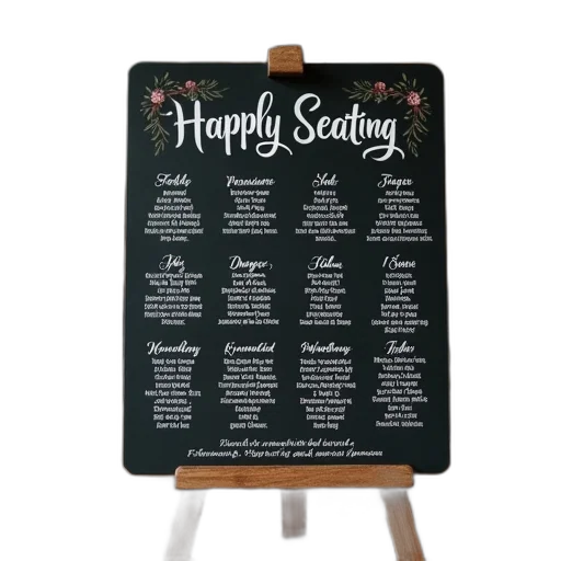chalkboard, style, wedding, seating transparent PNG cut-out