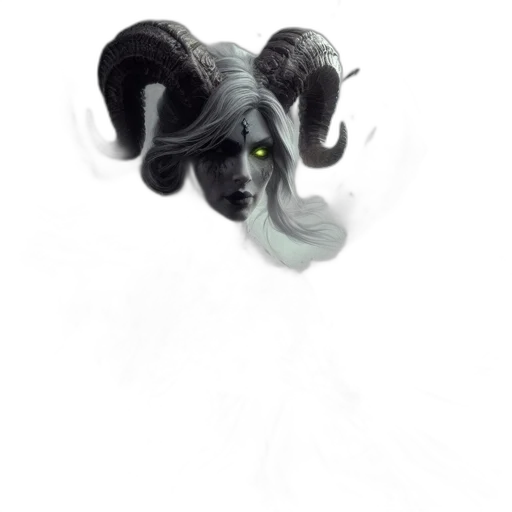 creature, mask, hair, staff transparent PNG cut-out