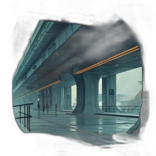 umbrella, car, robot, building transparent PNG cut-out