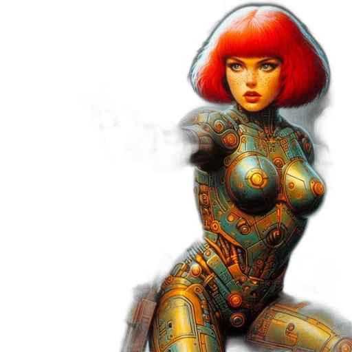 robot, concept art, comic book art, fantasy art transparent PNG cut-out