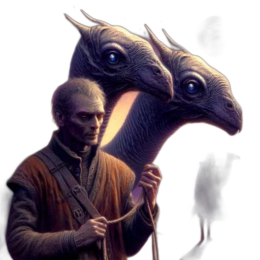 dragon, creature, mask, staff transparent PNG cut-out