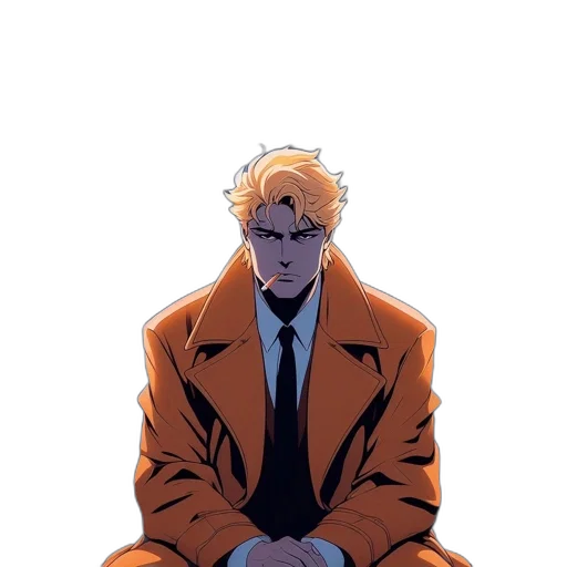 jacket, staff, face, comic book art transparent PNG cut-out