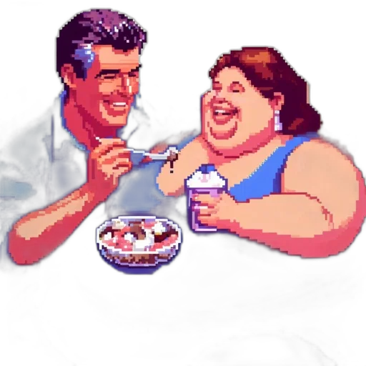 food, pixel art, concept art, vaporwave transparent PNG cut-out