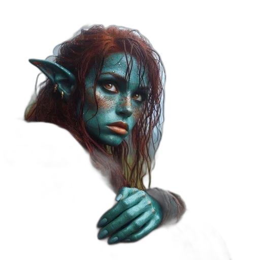 face, creature, staff, fantasy art transparent PNG cut-out