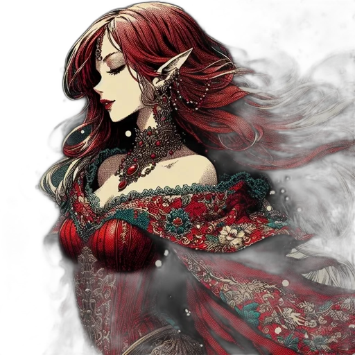 dress, jewelry, fantasy art, concept art transparent PNG cut-out