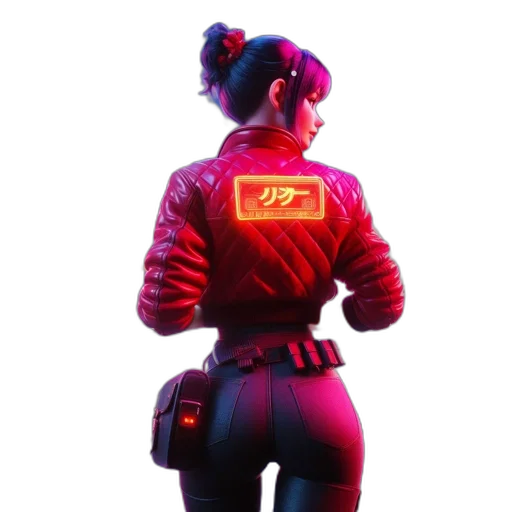 jacket, staff, weapon, cyberpunk transparent PNG cut-out