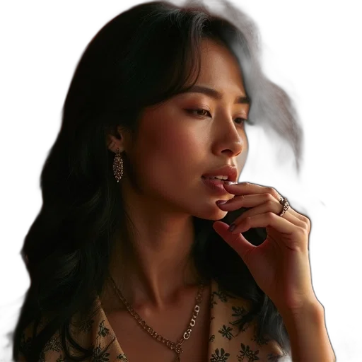 jewelry, dress, face, photorealistic transparent PNG cut-out