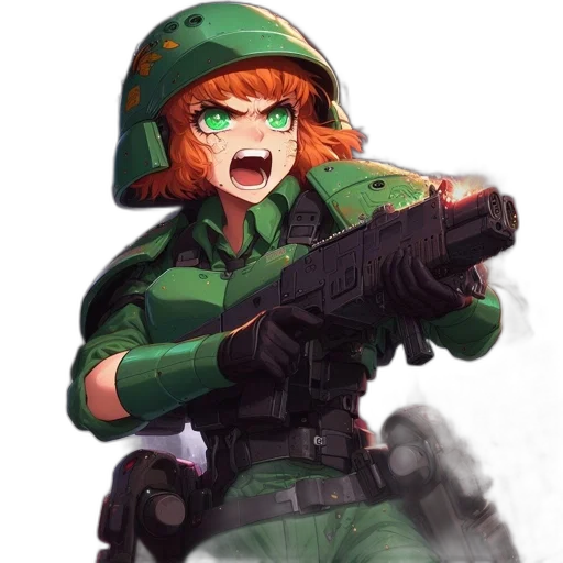 weapon, jacket, staff, face transparent PNG cut-out