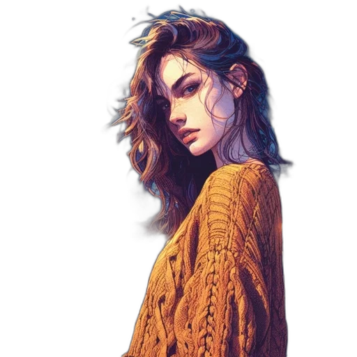 jacket, dress, face, hair transparent PNG cut-out
