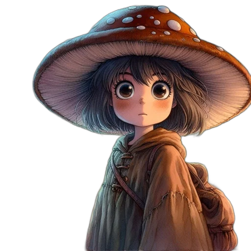 hat, umbrella, staff, face transparent PNG cut-out