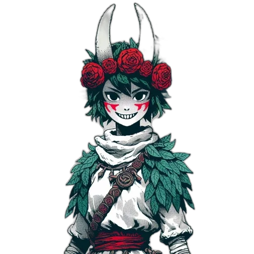 mask, flower, crown, staff transparent PNG cut-out