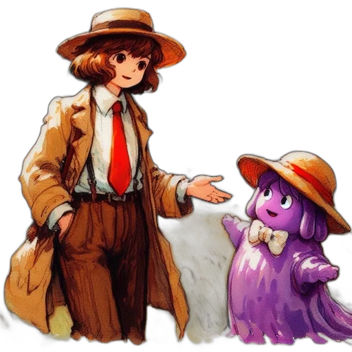 hat, staff, jacket, concept art transparent PNG cut-out