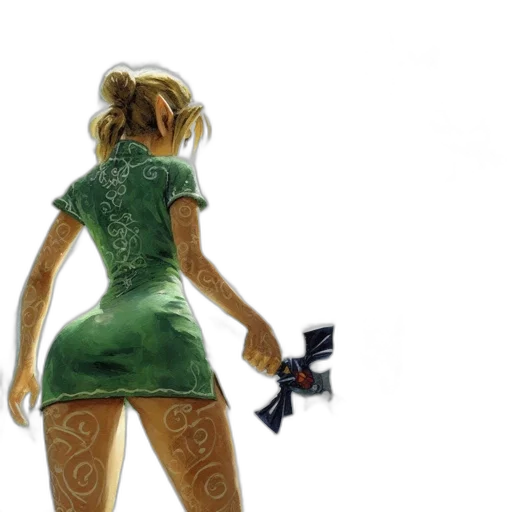 dress, staff, weapon, robot transparent PNG cut-out