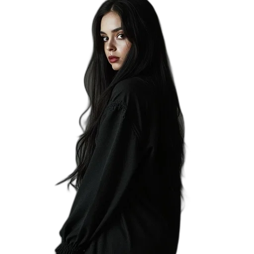 jacket, dress, hair, staff transparent PNG cut-out