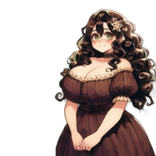 dress, crown, staff, hair transparent PNG cut-out