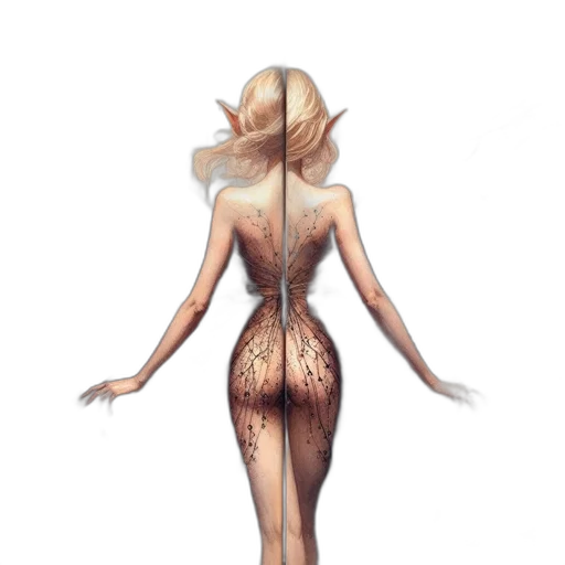 dress, hair, creature, concept art transparent PNG cut-out