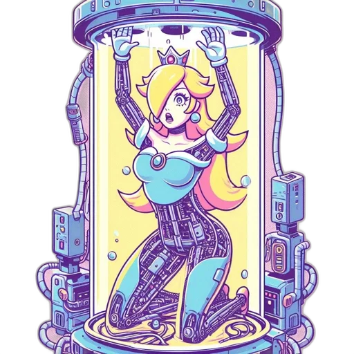 dress, robot, comic book art, cyberpunk transparent PNG cut-out