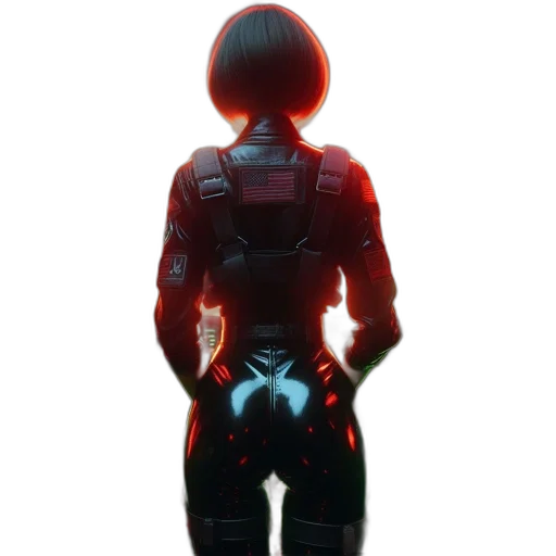 jacket, robot, staff, weapon transparent PNG cut-out