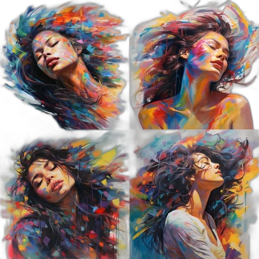 hair, face, photorealistic, oil painting transparent PNG cut-out