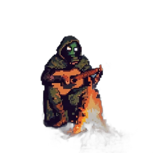 jacket, weapon, robot, pixel art transparent PNG cut-out