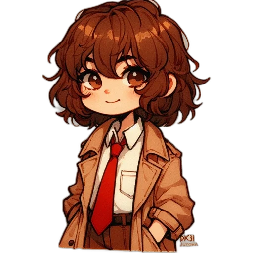 jacket, staff, hair, creature transparent PNG cut-out