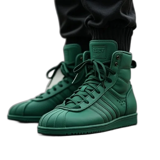 shoes, 3d render, green, monochrome transparent PNG cut-out