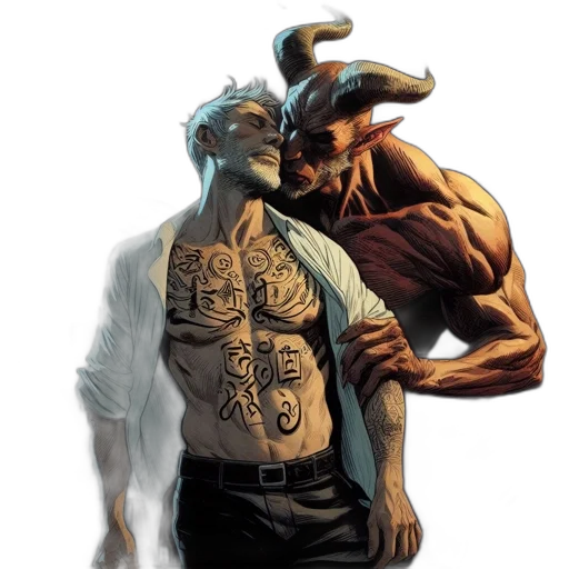 comic book art, concept art, fantasy art, two transparent PNG cut-out