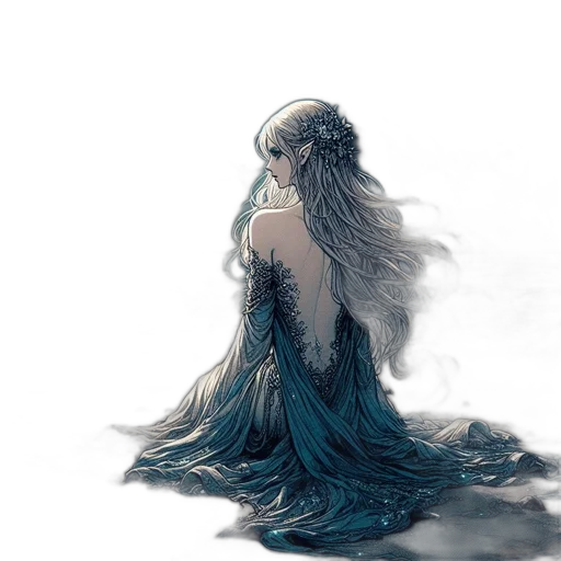 dress, hair, crown, creature transparent PNG cut-out