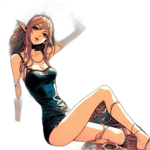 dress, staff, concept art, anime transparent PNG cut-out