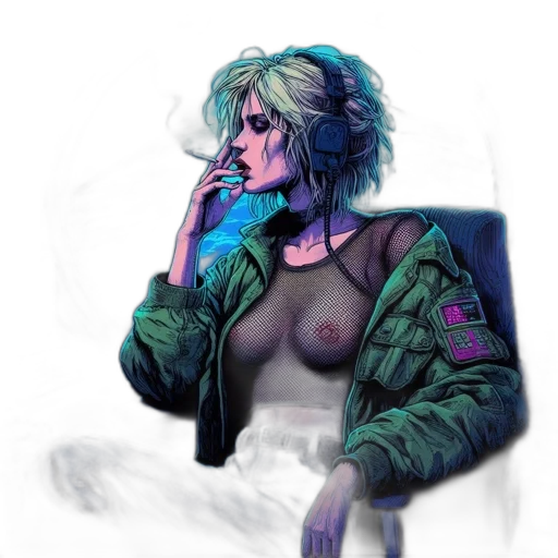 jacket, dress, creature, cyberpunk transparent PNG cut-out