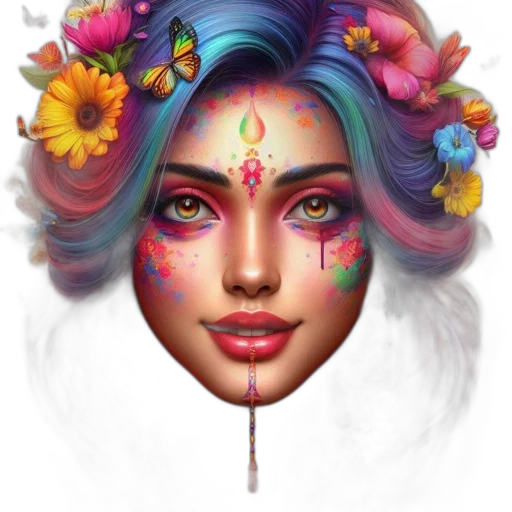 face, crown, flower, mask transparent PNG cut-out