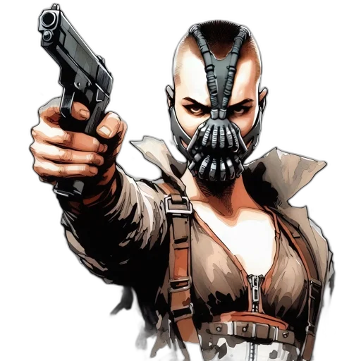 mask, comic book art, concept art, photorealistic transparent PNG cut-out
