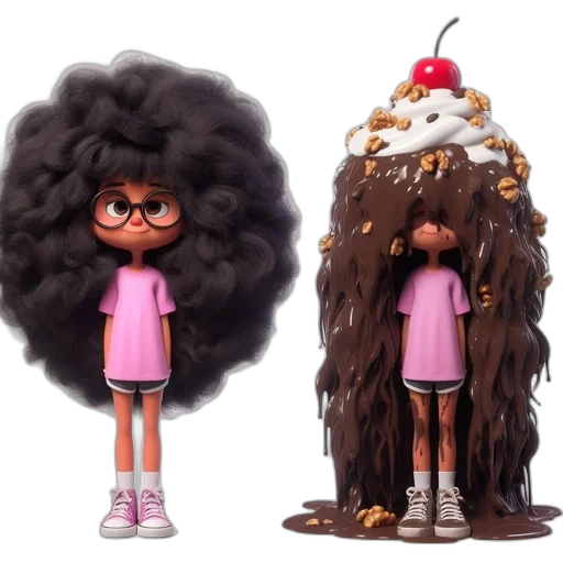 hair, concept art, 3d render, cartoon transparent PNG cut-out