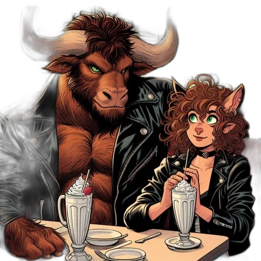 comic book art, concept art, two, anthropomorphic transparent PNG cut-out