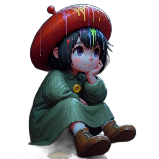 hat, staff, creature, face transparent PNG cut-out