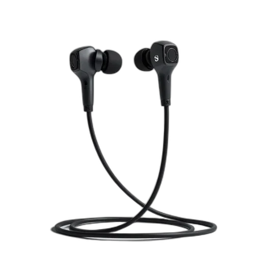pair, wireless, earbuds, black transparent PNG cut-out