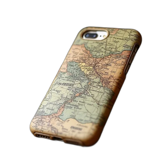 earth tones, antique, map, phone transparent PNG cut-out